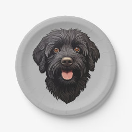 Prato De Papel Labradoodle Black Dog