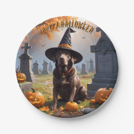 Prato De Papel Labrador Halloween