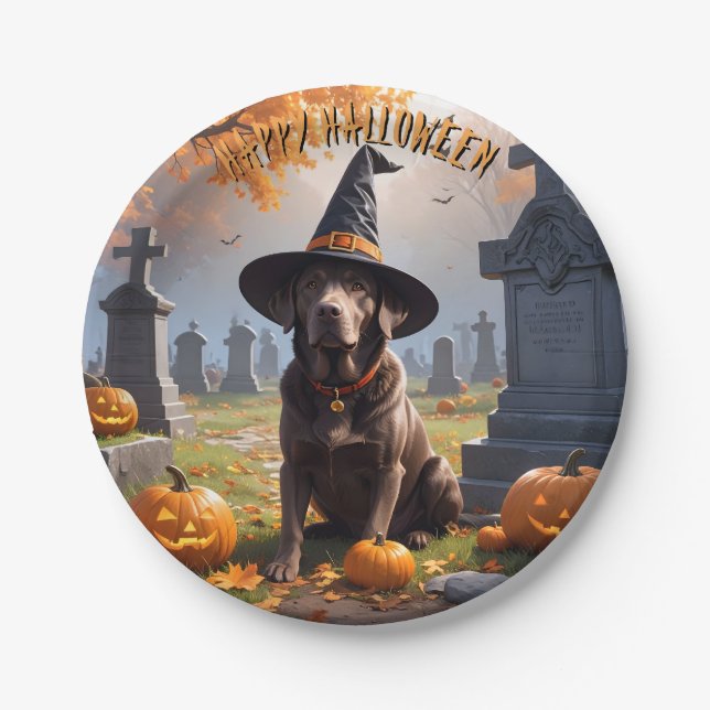 Prato De Papel Labrador Halloween (Frente)