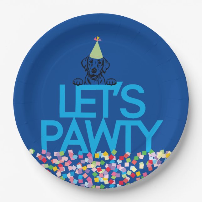 Prato De Papel Labrador Party Blue Paper Plates (Frente)