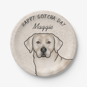 Prato De Papel Labrador Retriever Creme Lab Dog Feliz Dia de Adoç