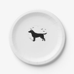 Prato De Papel Labrador Retriever Dog � Halloween Moon Silhouket