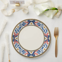 Laço Floral Patriótico Vermelho Branco e Azul Eleg