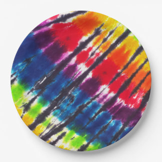 Prato De Papel Laço-Tintura do arco-íris