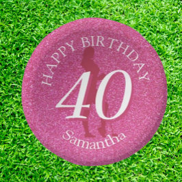 PRATO DE PAPEL LADIES PINK GLITTER GRANDE ANIVERSÁRIO