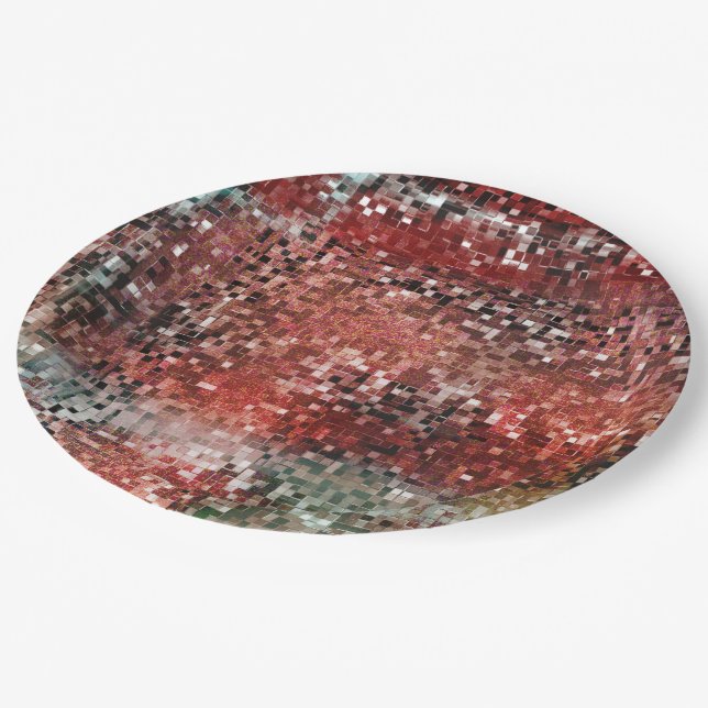 Prato De Papel Ladrilho vermelho manchado com spray tinta (Inclinado)