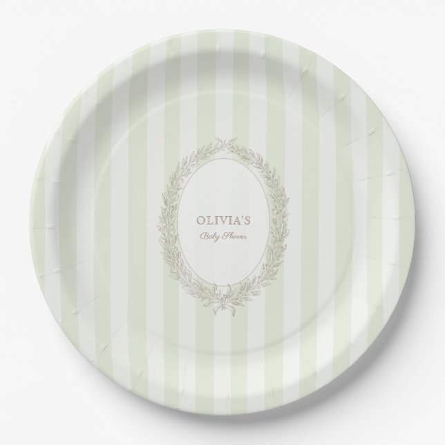 Prato De Papel Laduree French Caffee Bonjour Bebe Green Stripe (Frente)
