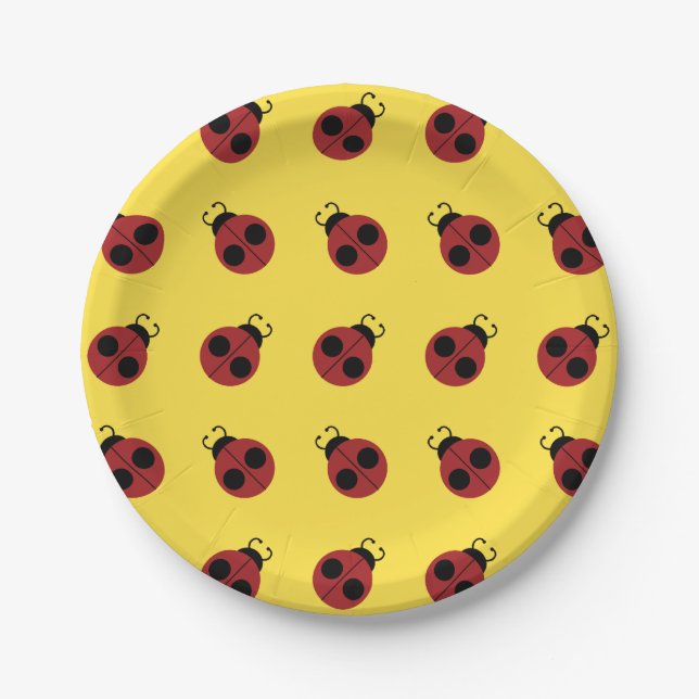 Prato De Papel Ladybug 60s retro legal vermelho (Frente)