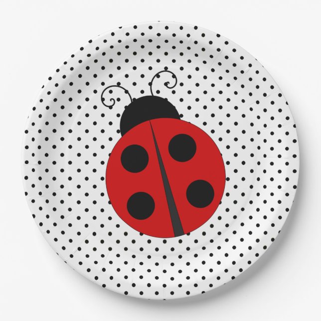 Prato De Papel Ladybug nas placas de papel do Bolinhas Design (Frente)