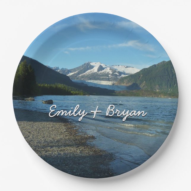 Prato De Papel Lago Mendenhall, na paisagem de Juneau Alaska (Frente)