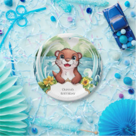 Prato De Papel Lago Whimsical Otter Birthday