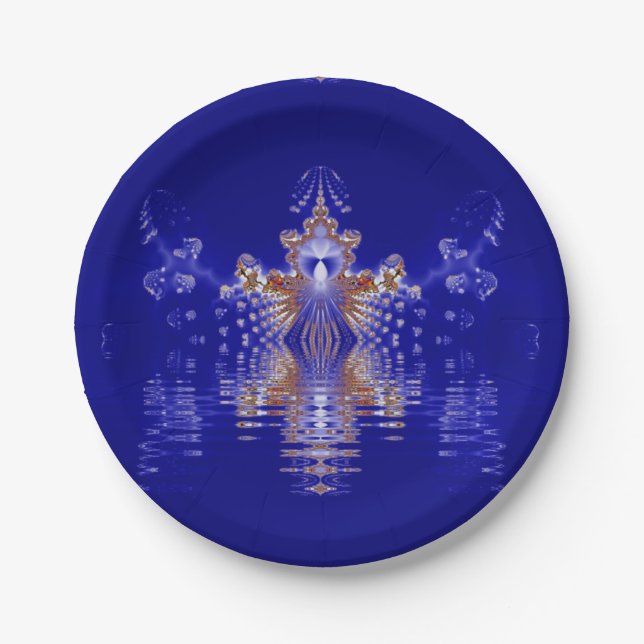 Prato De Papel Lagoa da Coroa Cristal Azul Fractal (Frente)