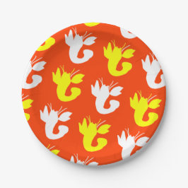 Prato De Papel Lagosta Amarela Laranja Branco 4Gayle