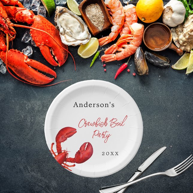 Prato De Papel Lagosta de lagosta fenda vermelha branca (Criador carregado)