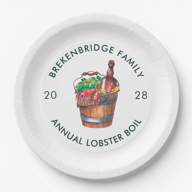 Prato De Papel Lagosta Familiar ferve mariscos anuais de Verão (Frente)
