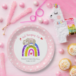 Prato De Papel Lágrimas cor-de-rosa Boho Rainbow Girl Chá de fral