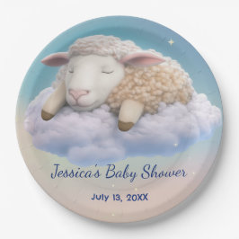 Prato De Papel Lamb No Chá de fraldas Das Nuvens