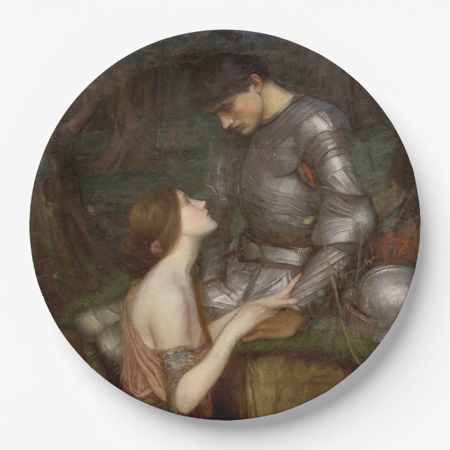 Prato De Papel Lamia e o Soldier (por John William Waterhouse) (Frente)