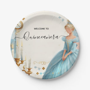 Prato De Papel Lâmpada Lâmpada Gelo Dourado Céu Azul Quinceanera