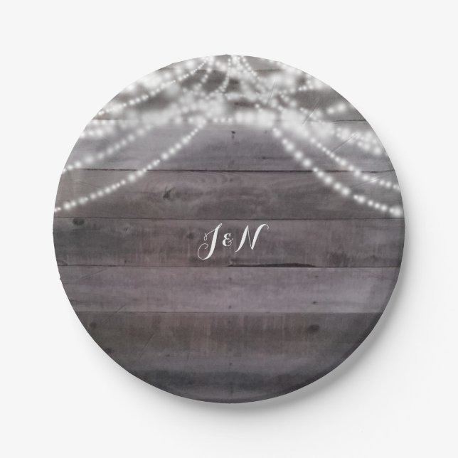 Prato De Papel Lâmpadas brancas de cordas e madeira russa (Frente)