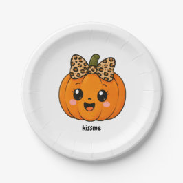 Prato De Papel Laranja Bonito Pequena Abóbora Halloween Personali