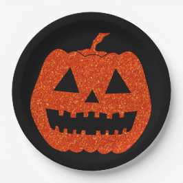 Prato De Papel Laranja-Brilhante - Pumpkin Halloween