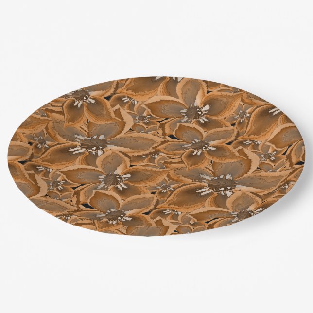 Prato De Papel Laranja, cinza, flores aquáticas. (Inclinado)