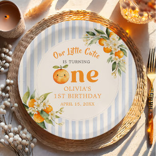 Prato De Papel Laranja Citrus Pequeno Cutie Aniversário