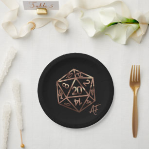 Prato De Papel Laranja D20 Crit AF Roleplayer PnP Gamer Dice