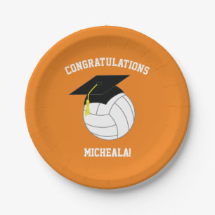Prato De Papel Laranja De Voleibol