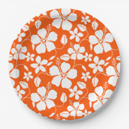 PRATO DE PAPEL LARANJA HAWAIIAN HULA (HIBISCUS)