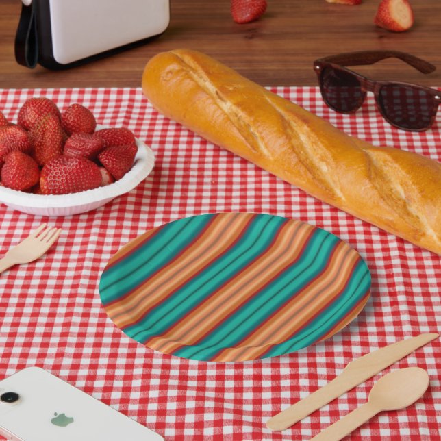 Prato De Papel Laranja Laranja-Sudoeste Turquesa Arco-Íris (Piquenique)