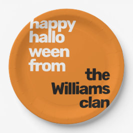 Prato De Papel Laranja moderna e simples halloween