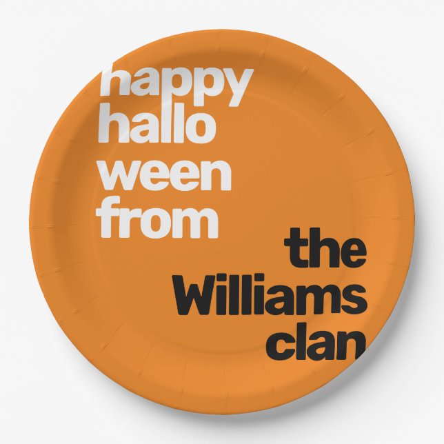 Prato De Papel Laranja moderna e simples halloween (Frente)