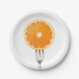 Prato De Papel Laranja no garfo