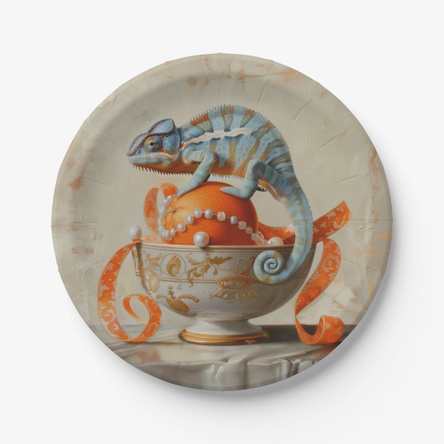 Prato De Papel Laranja - Placas De Papel Redondas (Frente)