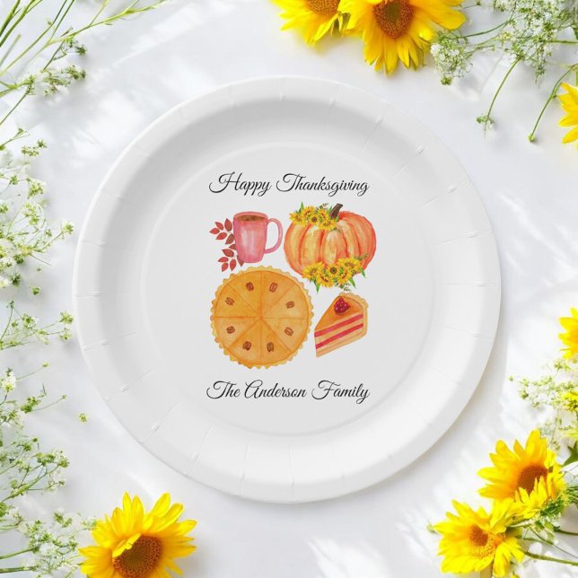 Prato De Papel Laranja Pumpkin Ação de Graças (Criador carregado)