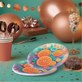 Prato De Papel Laranjas coloridas