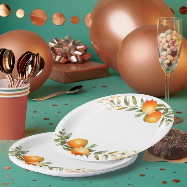 Prato De Papel Laranjas Pequenas Chás de fraldas (Múltiplo)