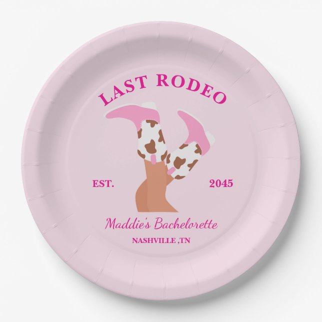 Prato De Papel Last Rodeo Bachelorette Party  (Frente)
