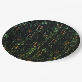 Prato De Papel Latido de árvore sob vidro martelado verde