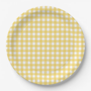Prato De Papel Lauren Yellow Gingham Paper Plates