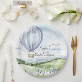 Prato De Papel Lavanda Stripes Balão Chá de panela Floral