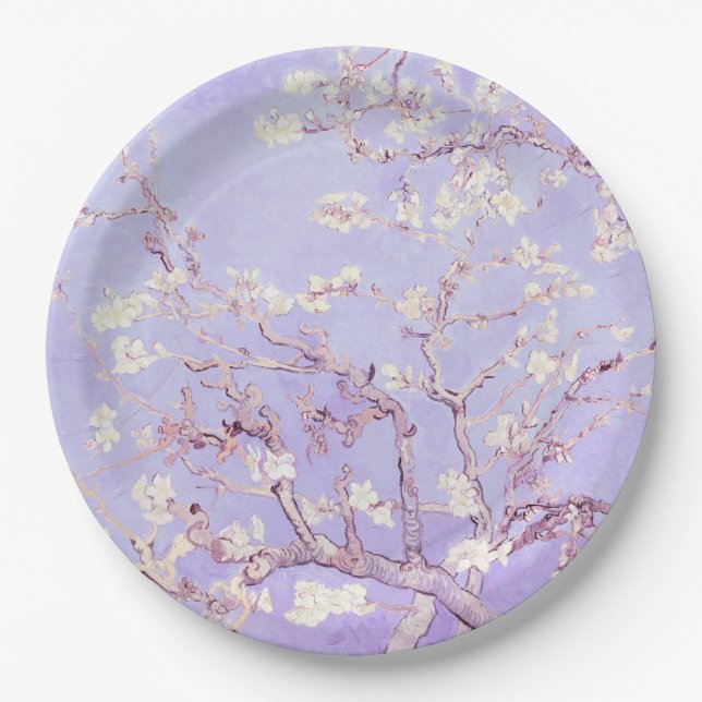 Prato De Papel Lavanda Van Gogh Almond Blossoms (Frente)