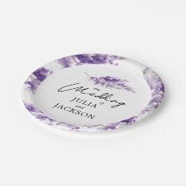 Prato De Papel Lavanda Watercolor Wedding Elegante Personalizado