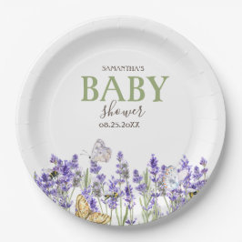 Prato De Papel Lavander Borboletas Botânico Chá de Bebê