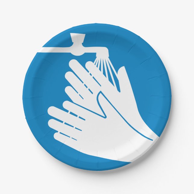 Prato De Papel Lave as mãos (saúde e segurança) (higiene) (Frente)