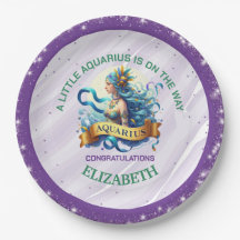 Lavender and Green Aquarius Zodiac Baby Shower