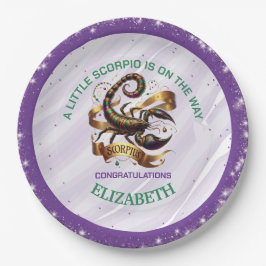 Prato De Papel Lavender and Green Scorpio Zodiac Baby Shower