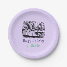 Prato De Papel Lavender Happy Birthday Alice Wonderland
